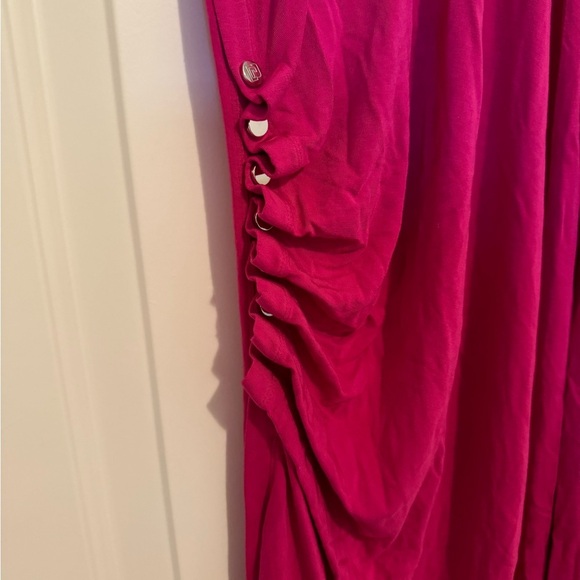 Paco Rabanne Pink Draped Asymmetric Midi Dress - Picture 8 of 10